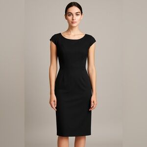 Joan & David 100% Silk Sheath Midi Dress – Size 40 (Fits a 6) Jackie O dress